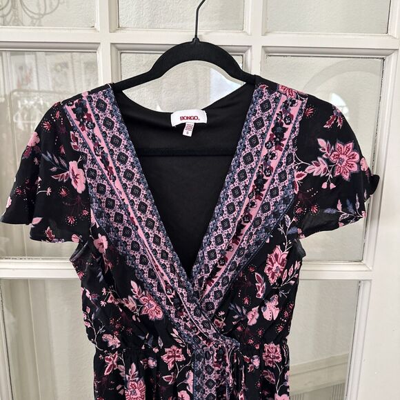 BONGO Dress Floral Faux Wrap Long Maxi Womens S - Picture 2 of 12